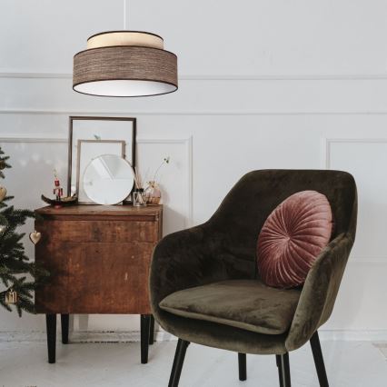 Підвісна люстра GRACE 1xE27/60W/230V діаметр 40 см кремовий/коричневий