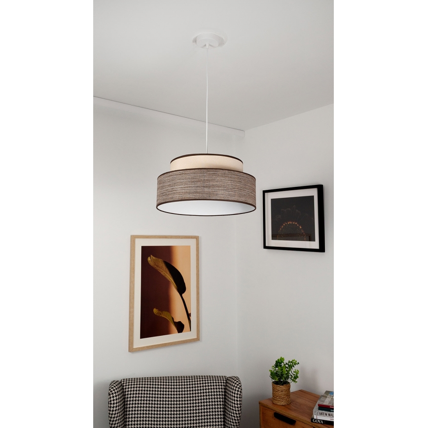 Підвісна люстра GRACE 1xE27/60W/230V кремовий/коричневий
