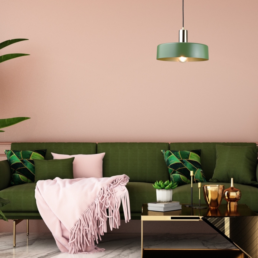 Підвісна люстра HAKI 1xE27/60W/230V зелений/чорний/глянцевий хром