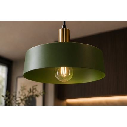 Підвісна люстра HAKI 3xE27/60W/230V зелений/чорний/глянцевий хром