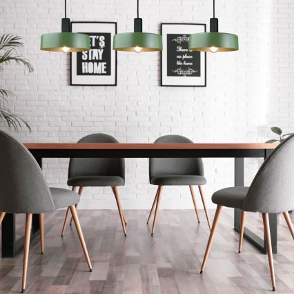 Підвісна люстра HAKI 3xE27/60W/230V зелений/чорний