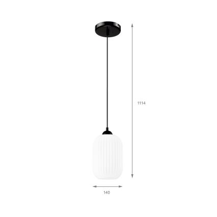 Підвісна люстра HARMA 1xE27/15W/230V діаметр 14 см білий/чорний