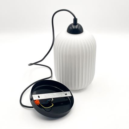 Підвісна люстра HARMA 1xE27/15W/230V діаметр 14 см білий/чорний