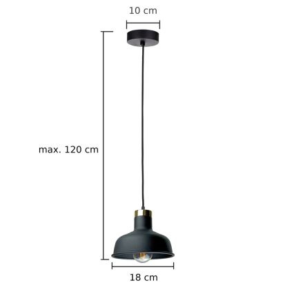 Підвісна люстра HEBE 1xE27/60W/230V чорний