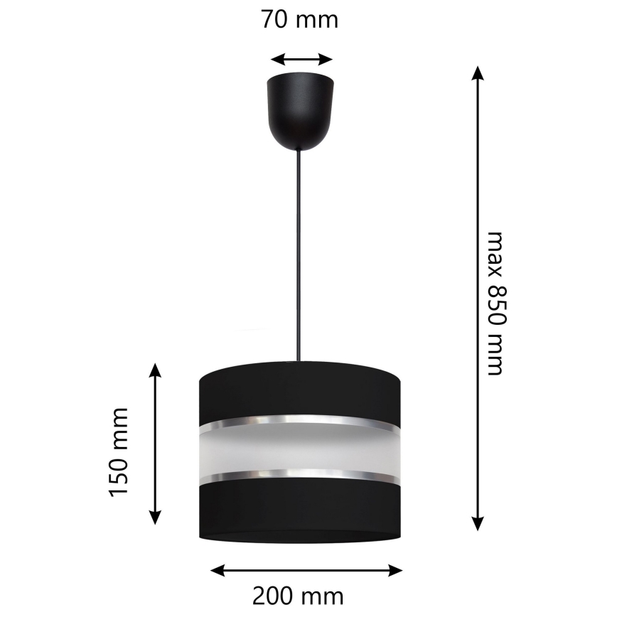 Підвісна люстра HELEN 1xE27/15W/230V чорний
