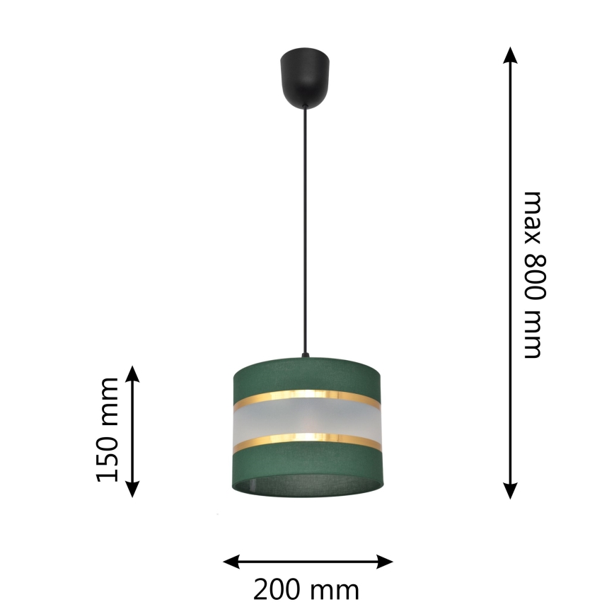 Підвісна люстра HELEN 1xE27/15W/230V діаметр 20 см зелена/золотиста