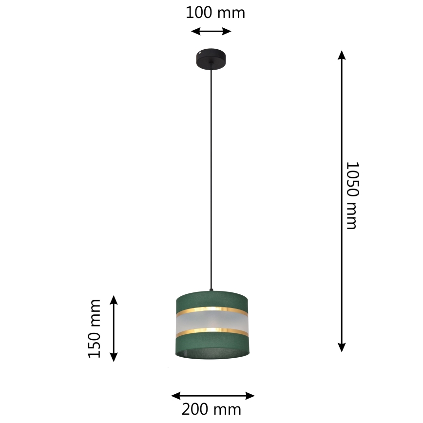 Підвісна люстра HELEN 1xE27/15W/230V діаметр 20 см зелена/золотиста