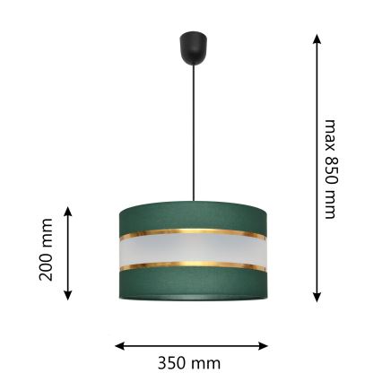 Підвісна люстра HELEN 1xE27/15W/230V діаметр 35 см зелена/золотиста