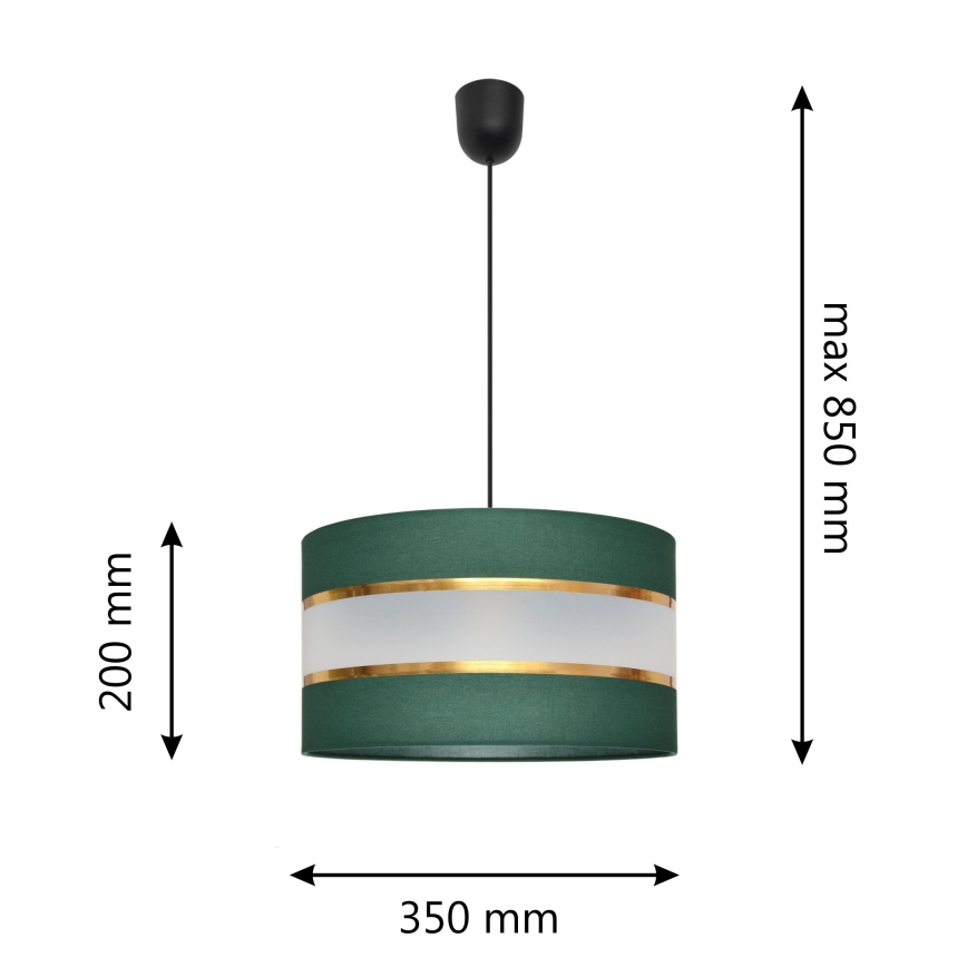 Підвісна люстра HELEN 1xE27/15W/230V діаметр 35 см зелена/золотиста