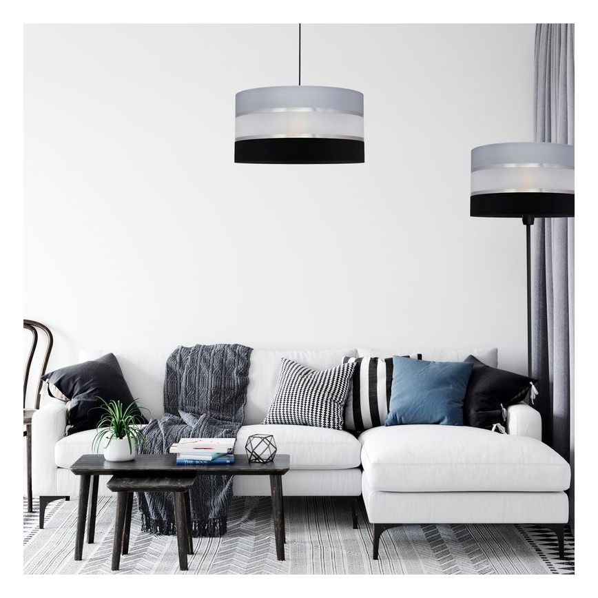 Підвісна люстра HELEN 1xE27/15W/230V діаметр 40 cm чорний/сірий/срібний