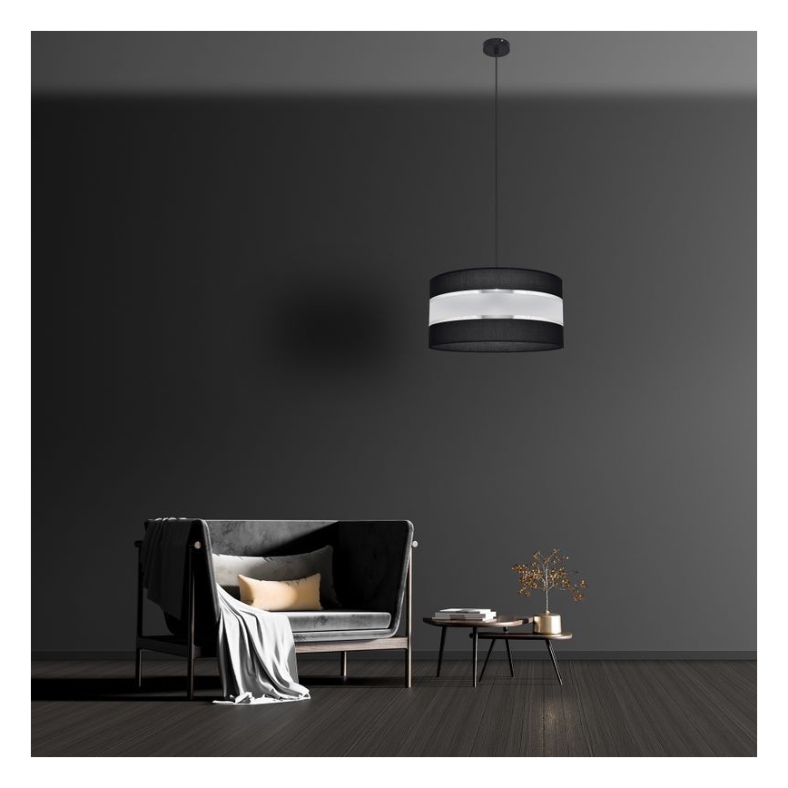 Підвісна люстра HELEN 1xE27/15W/230V діаметр 40 cm чорний/срібний