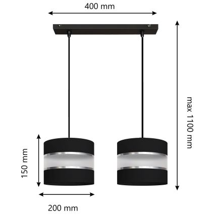 Підвісна люстра HELEN 2xE27/15W/230V чорний