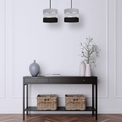 Підвісна люстра HELEN 2xE27/15W/230V чорний/сірий/срібний