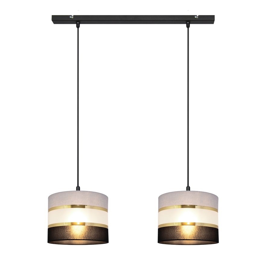 Підвісна люстра HELEN 2xE27/15W/230V чорний/сірий/золотий