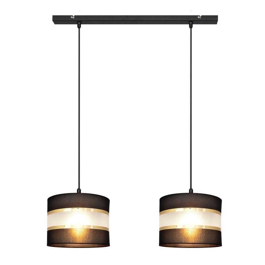 Підвісна люстра HELEN 2xE27/15W/230V чорний/золотий