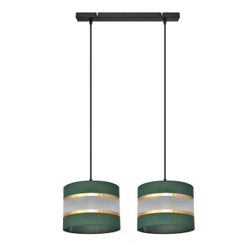 Підвісна люстра HELEN 2xE27/15W/230V зелена/золотиста