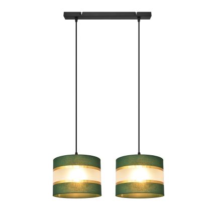 Підвісна люстра HELEN 2xE27/15W/230V зелена/золотиста