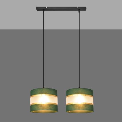 Підвісна люстра HELEN 2xE27/15W/230V зелена/золотиста