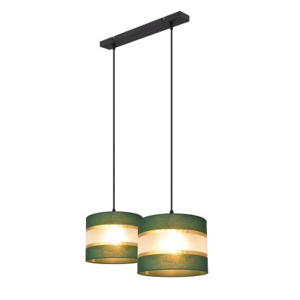 Підвісна люстра HELEN 2xE27/15W/230V зелена/золотиста