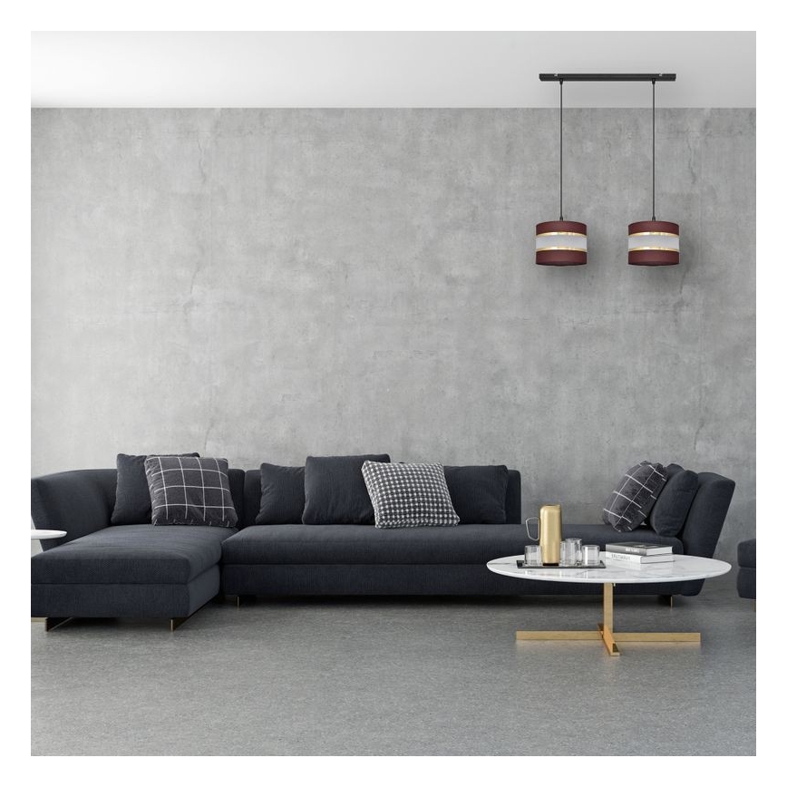 Підвісна люстра HELEN 2xE27/15W/230V коричневий/чорний/золотий