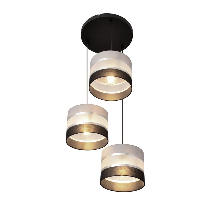 Підвісна люстра HELEN 3xE27/15W/230V чорний/сірий/срібний