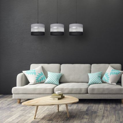 Підвісна люстра HELEN 3xE27/15W/230V чорний/сірий/срібний