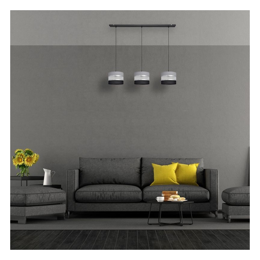 Підвісна люстра HELEN 3xE27/15W/230V чорний/сірий/срібний