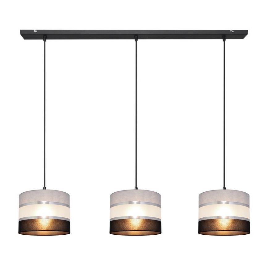 Підвісна люстра HELEN 3xE27/15W/230V чорний/сірий/срібний