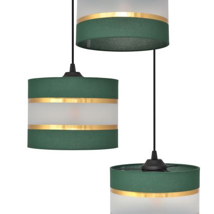Підвісна люстра HELEN 3xE27/15W/230V зелена/золотиста