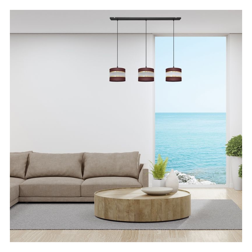 Підвісна люстра HELEN 3xE27/15W/230V коричневий/чорний/золотий