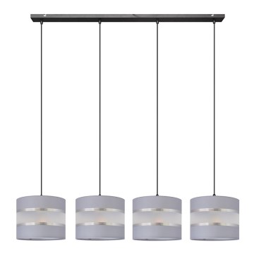 Підвісна люстра HELEN 4xE27/15W/230V сірий/чорний