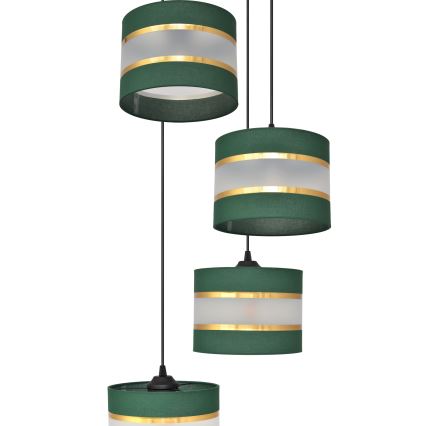 Підвісна люстра HELEN 4xE27/15W/230V зелена/золотиста