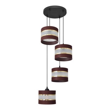 Підвісна люстра HELEN 4xE27/15W/230V коричневий/чорний/золотий