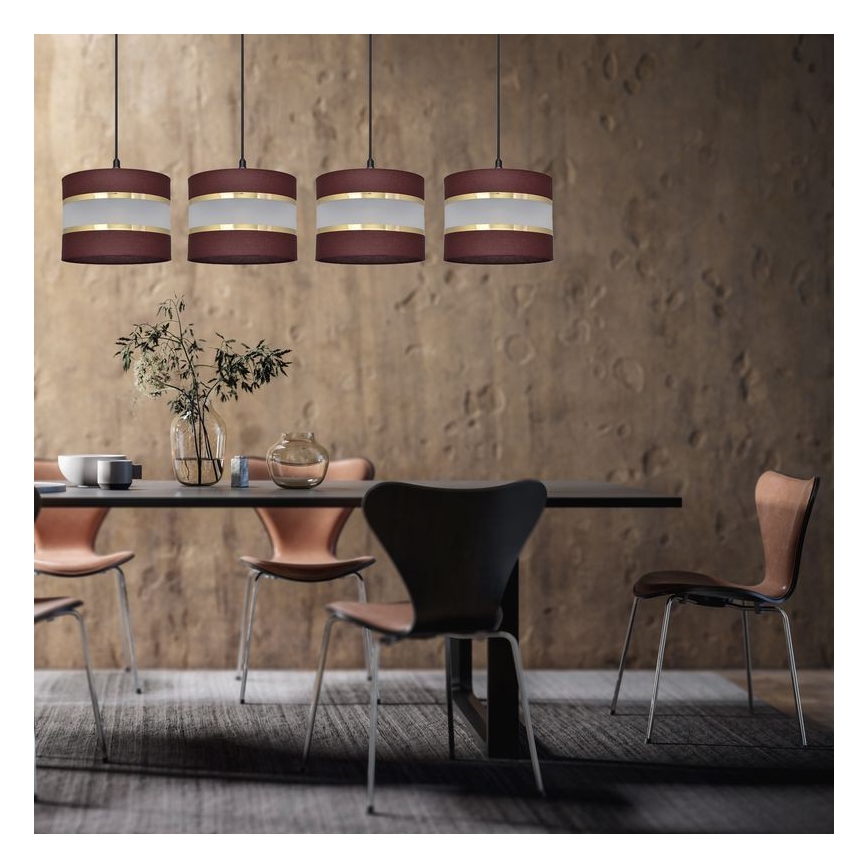 Підвісна люстра HELEN 4xE27/15W/230V коричневий/чорний/золотий