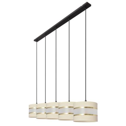 Підвісна люстра HELEN 5xE27/15W/230V кремовий/чорний/золотий