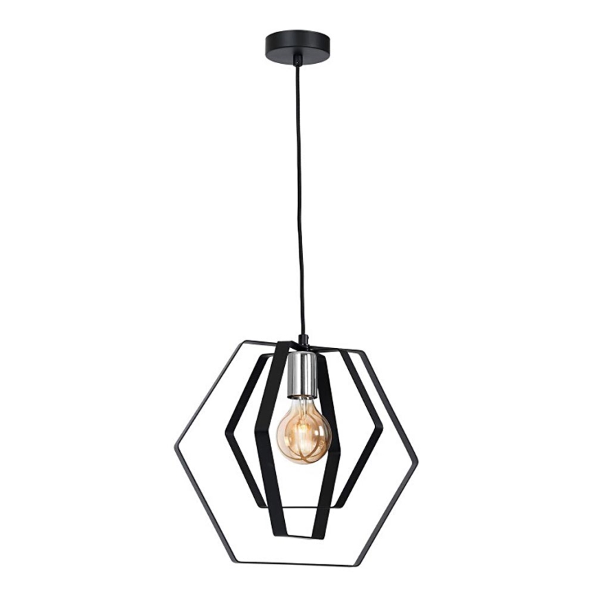 Підвісна люстра HEXAGON 1xE27/60W/230V чорний/глянцевий хром
