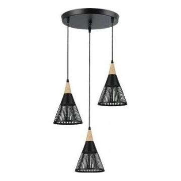 Підвісна люстра HIRA 3xE27/60W/230V діаметр 40 см чорний