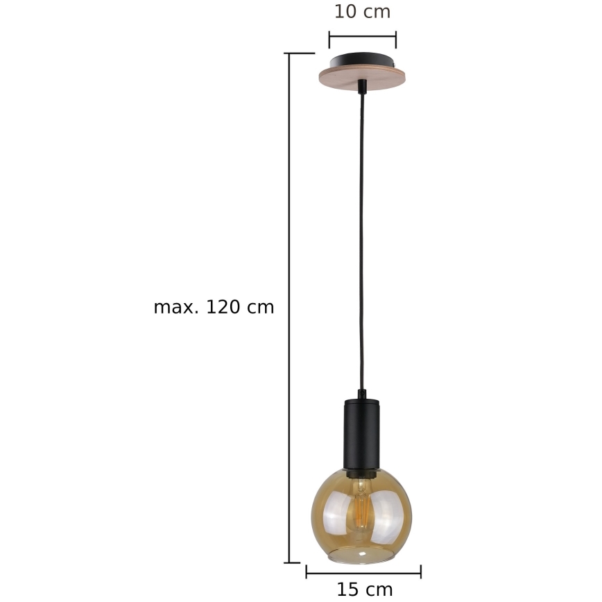 Підвісна люстра JANTAR WOOD 1xE27/60W/230V