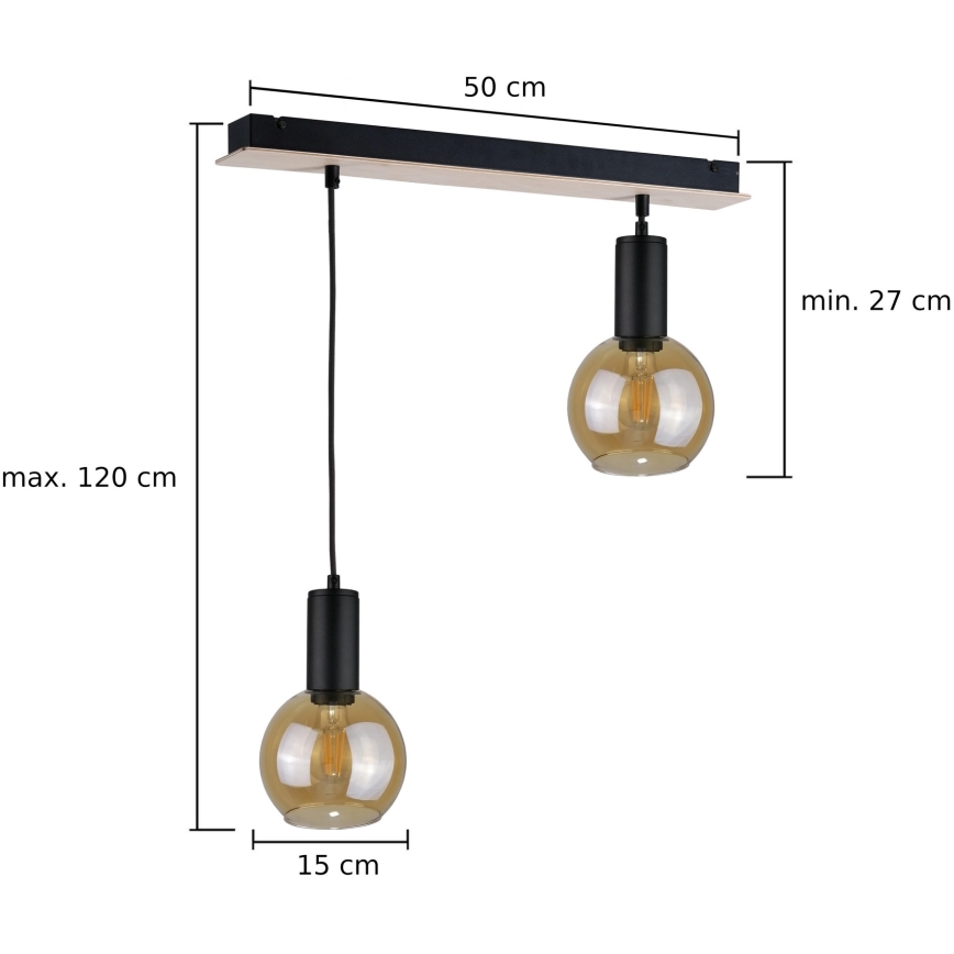 Підвісна люстра JANTAR WOOD 2xE27/60W/230V