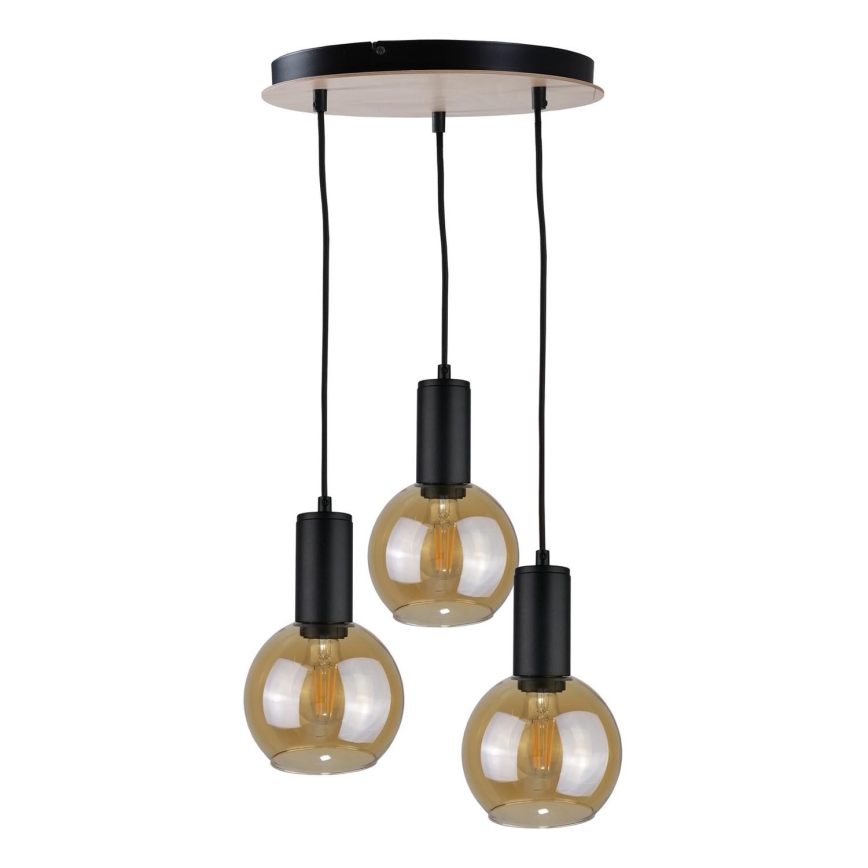 Підвісна люстра JANTAR WOOD 3xE27/60W/230V діаметр 30 см