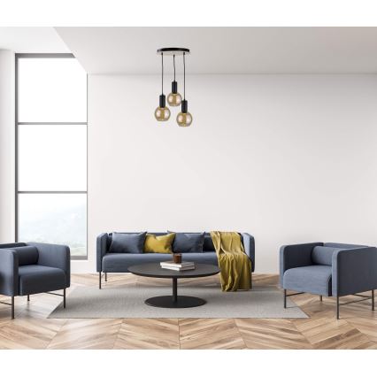 Підвісна люстра JANTAR WOOD 3xE27/60W/230V діаметр 30 см