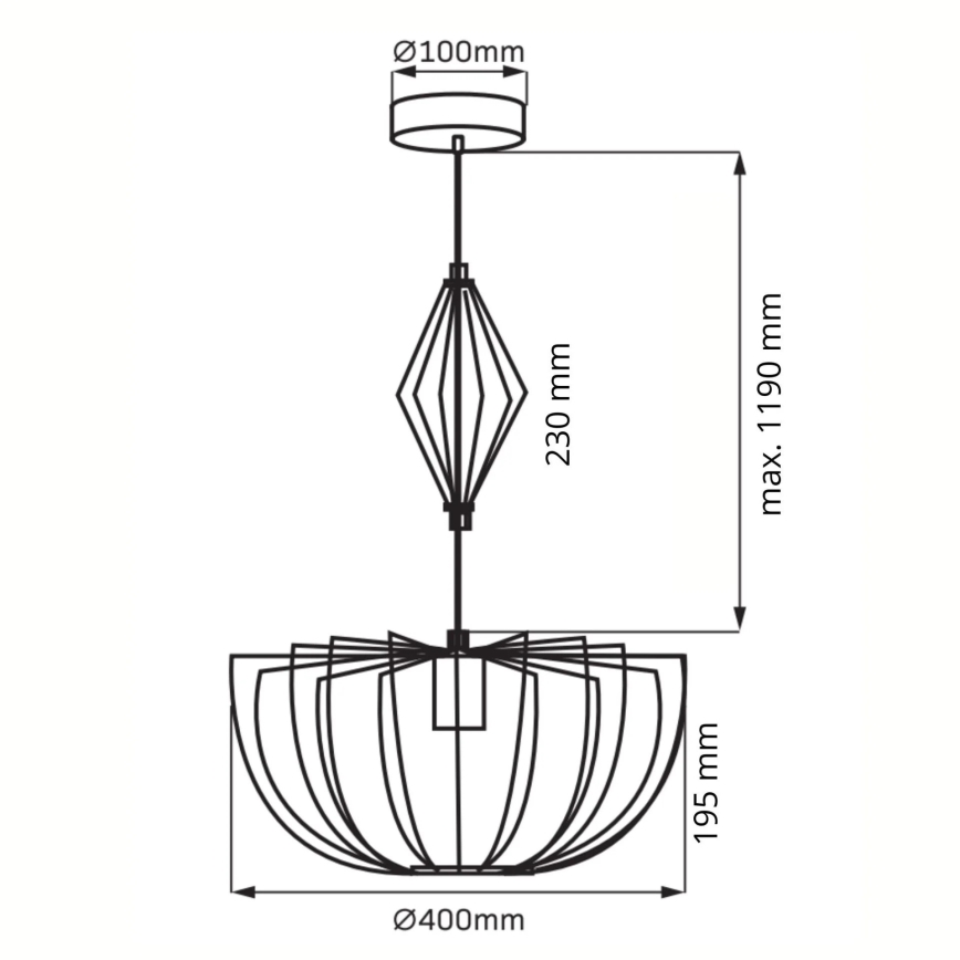 Підвісна люстра JASMINA 1xE27/20W/230V діаметр 40 см чорний