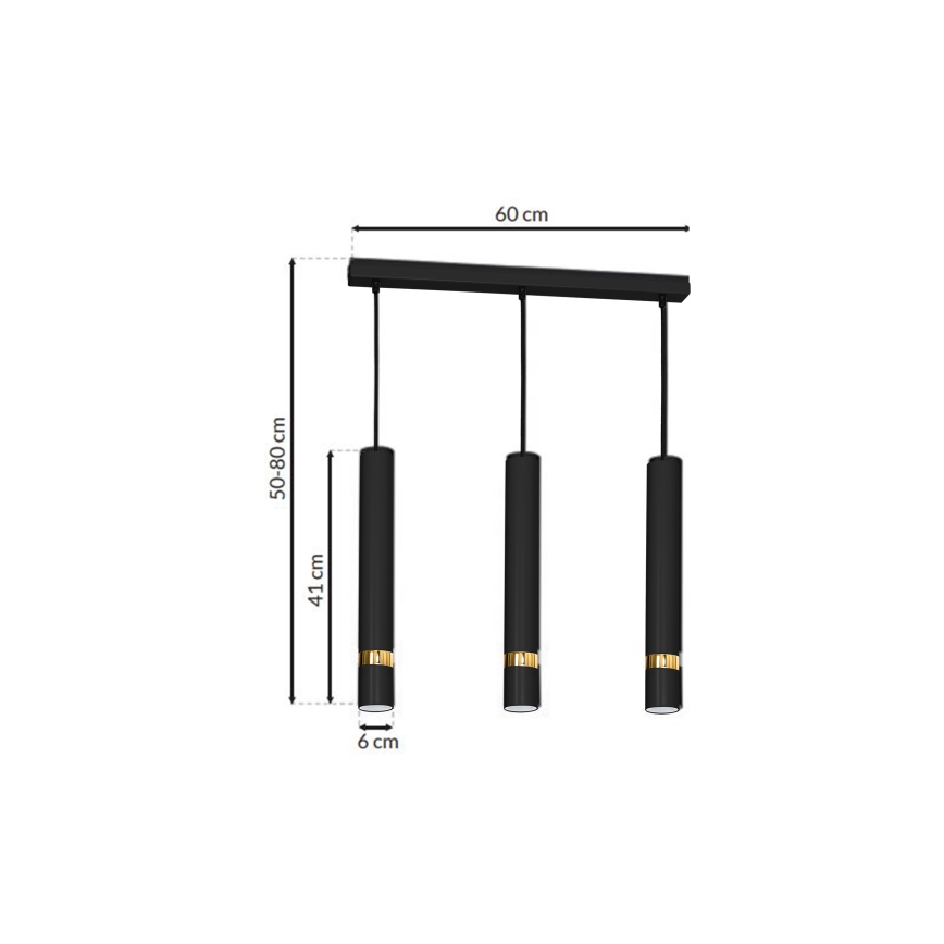 Підвісна люстра JOKER 3xGU10/25W/230V чорний