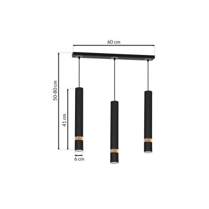 Підвісна люстра JOKER BLACK WOOD 3xGU10/8W/230V