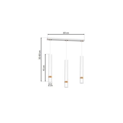 Підвісна люстра JOKER WHITE WOOD 3xGU10/8W/230V