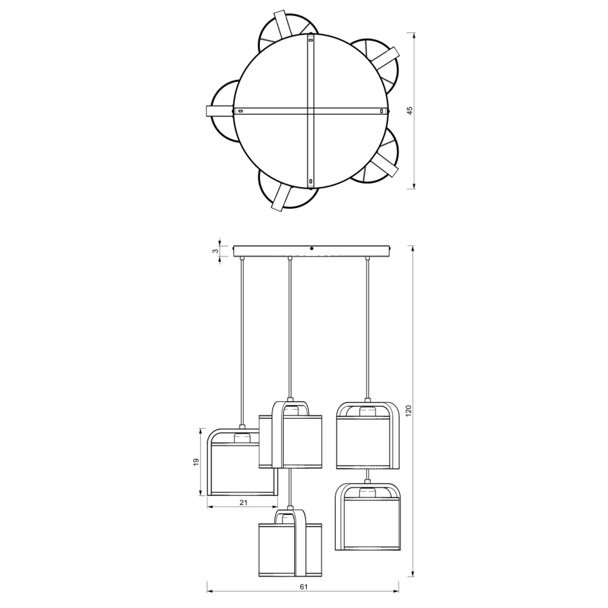 Підвісна люстра JONKO 5xE27/60W/230V