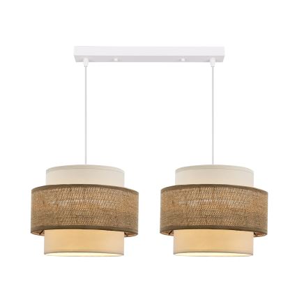 Підвісна люстра JUTA 2xE27/40W/230V коричневий/білий