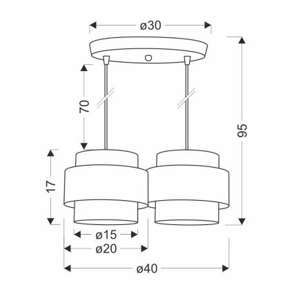 Підвісна люстра JUTA 2xE27/40W/230V коричневий/білий