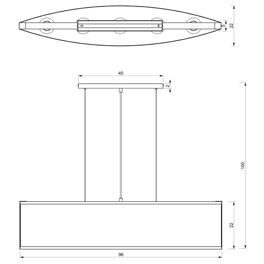 Підвісна люстра KAGA 5xE27/60W/230V чорний/золотий