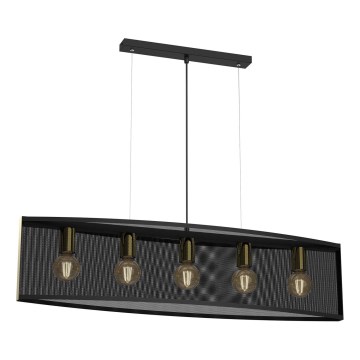 Підвісна люстра KAGA 5xE27/60W/230V чорний/золотий